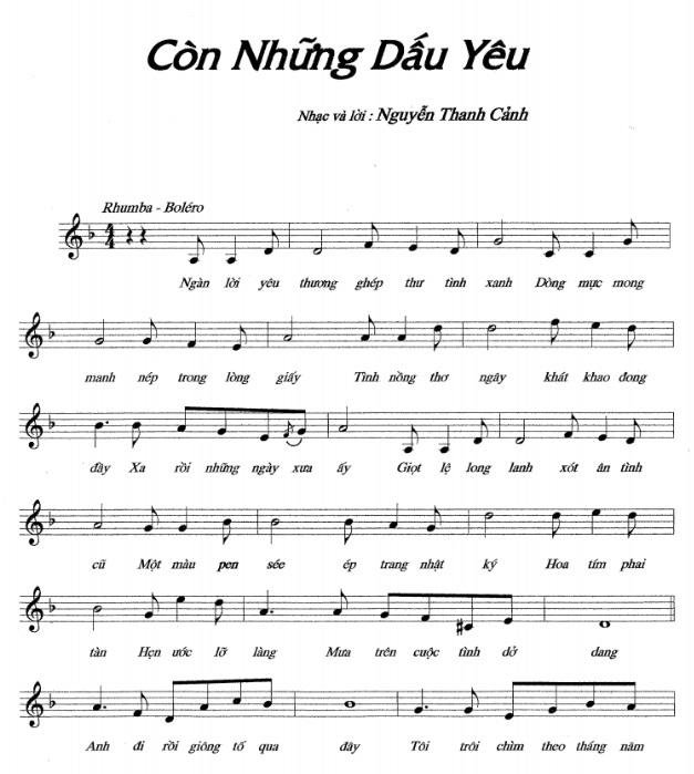 Sheet nhạc Còn Những Dấu Yêu